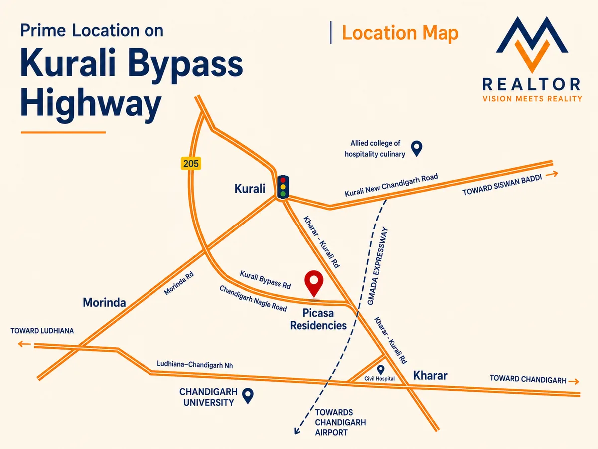 Picasa Residencies location map — Kurali Bypass Highway, Kharar